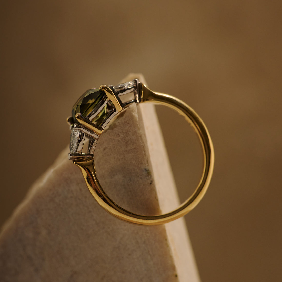 Cushion Cut Parti Sapphire Trilogy