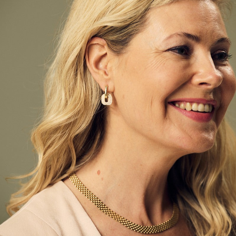 Pave Dimond and Gold Drop Earring