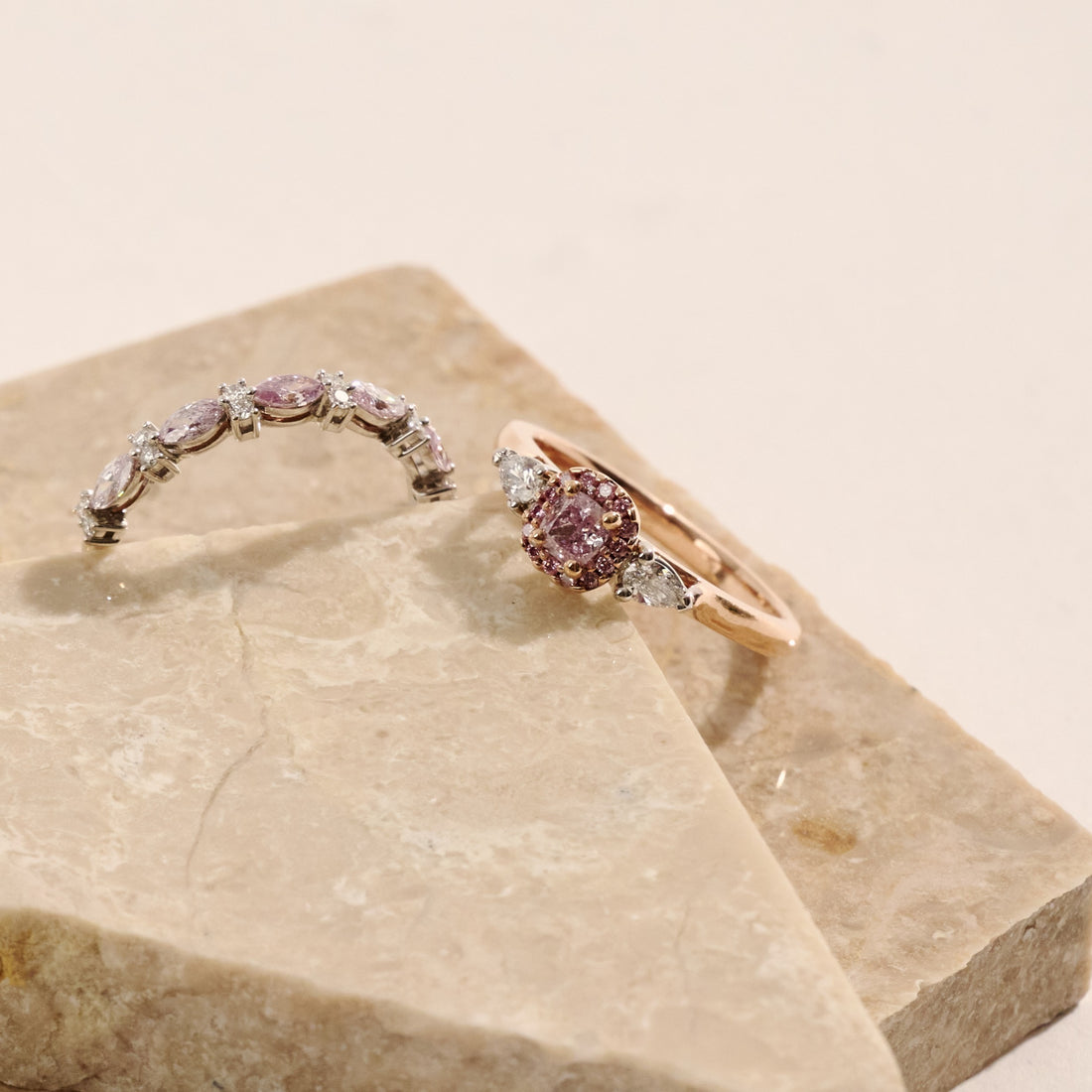 Cushion Cut Pink Diamond Trilogy