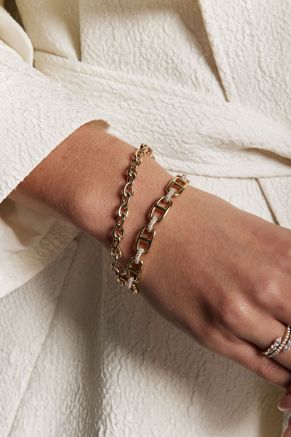 Gold Bracelet and Diamond set gold bracelet