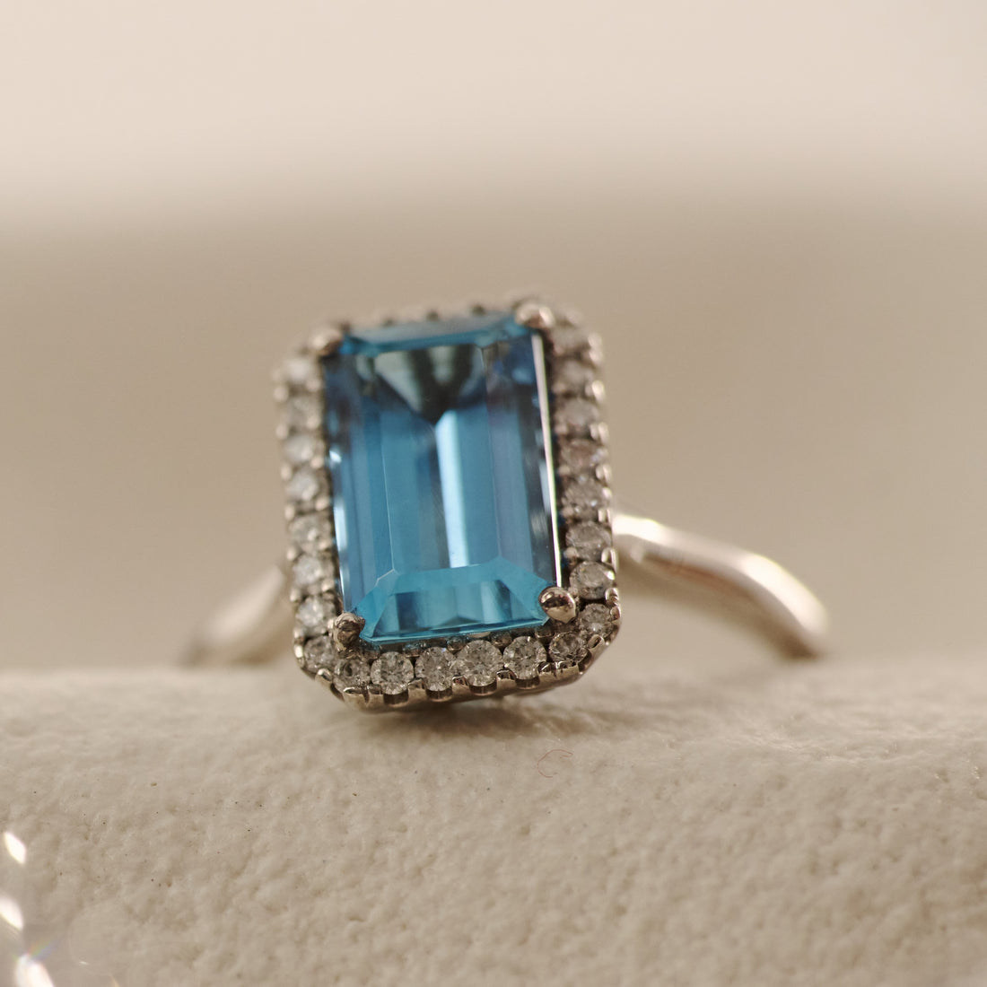 Aquamarine and Diamond Halo