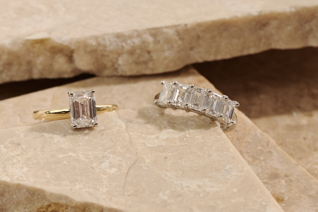 Platinum Emerald Cut Five Stone