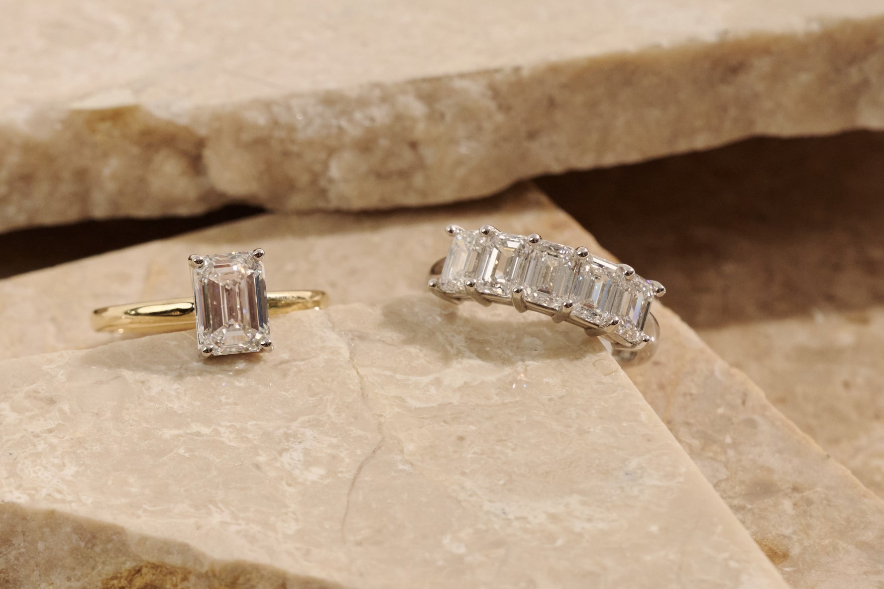Platinum Emerald Cut Five Stone
