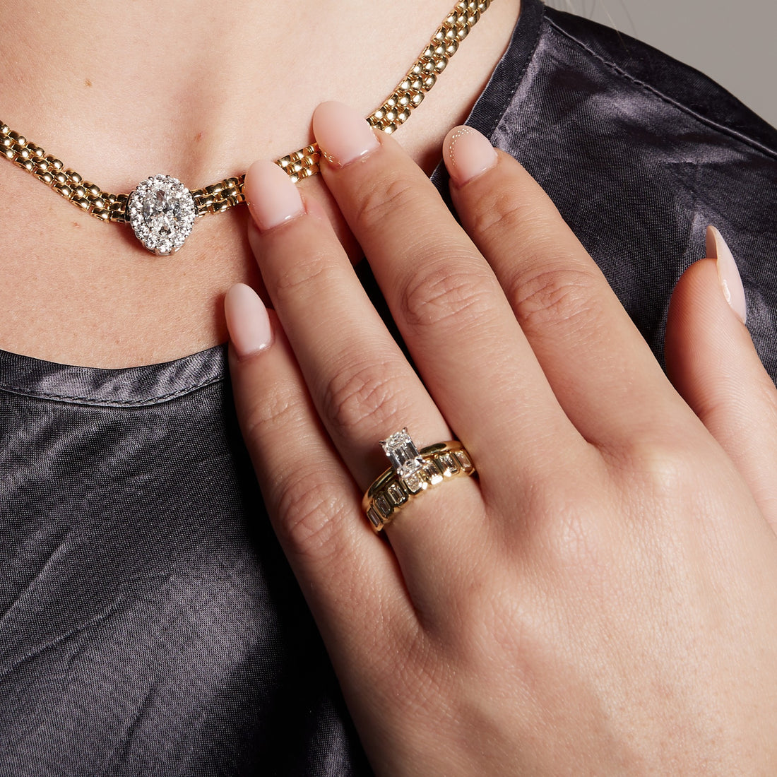 Bezel Set Emerald Cut Band