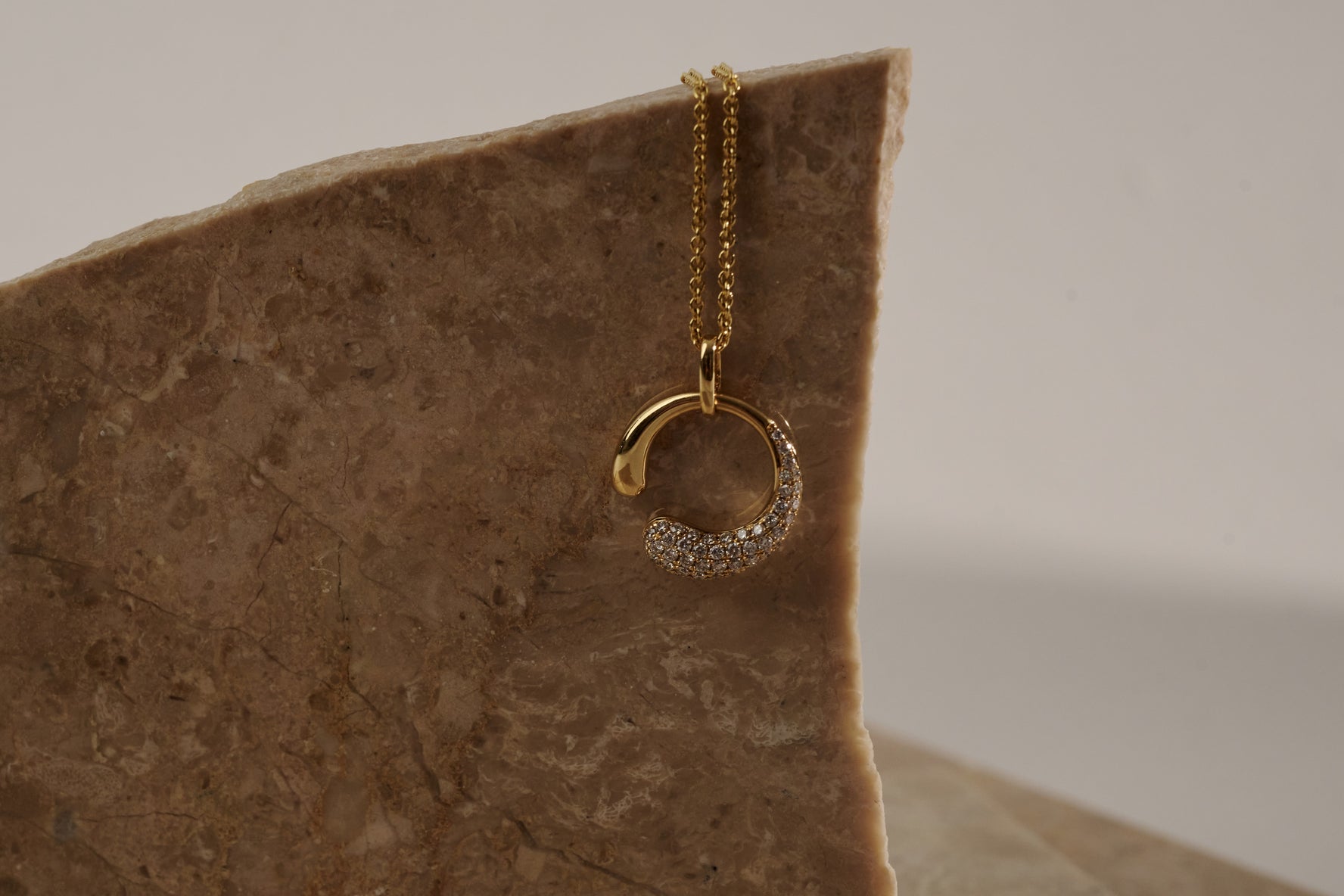18ct Yellow Gold Crescent Diamond Pendant