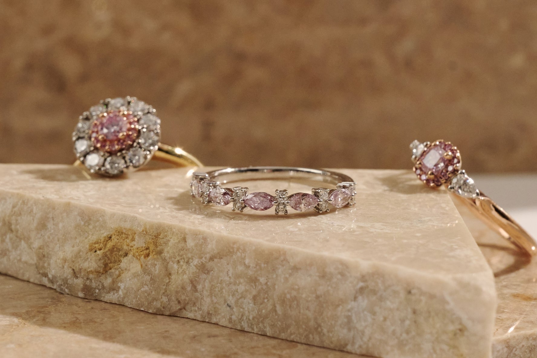 Pink Diamond Wedding Band