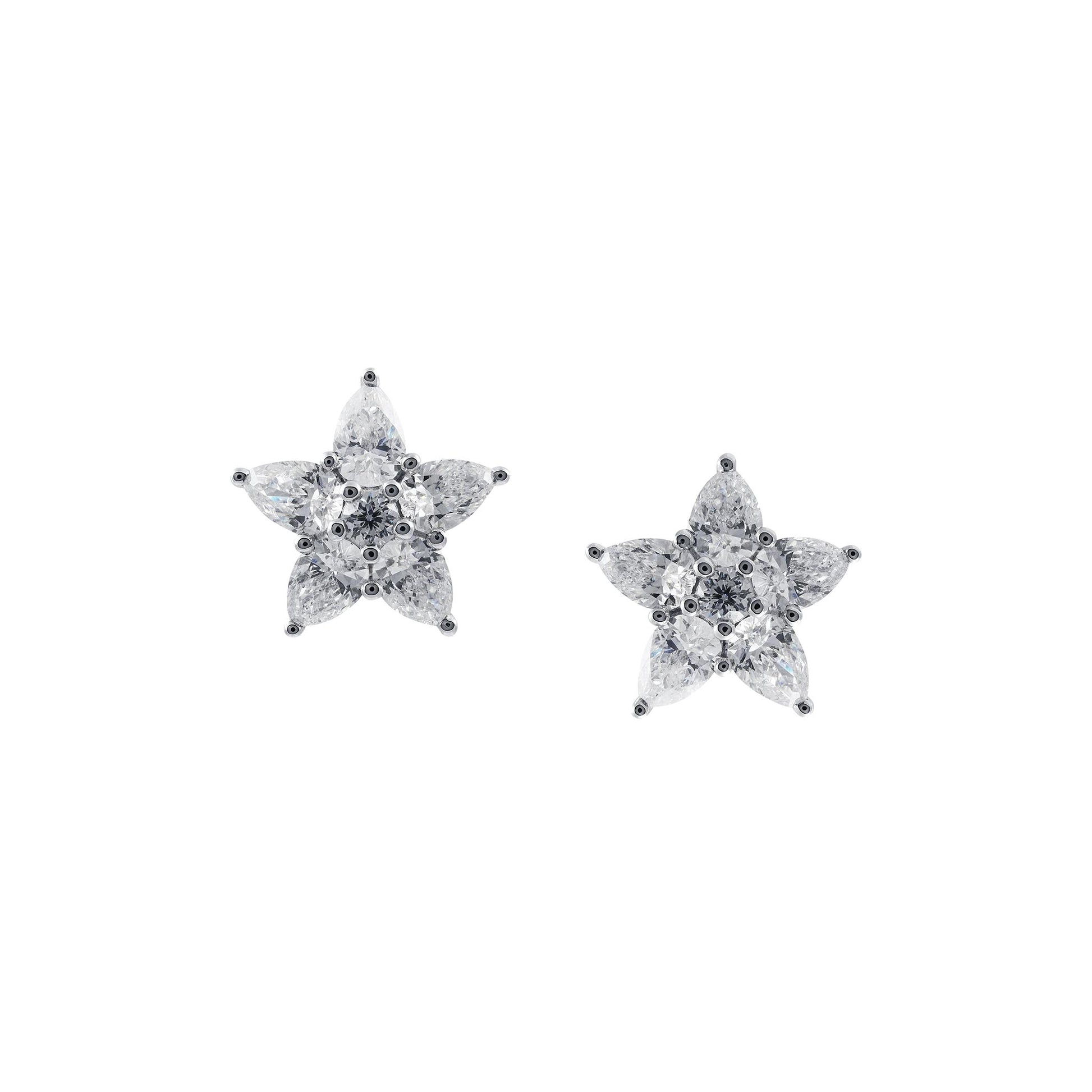 Star shape diamond earrings