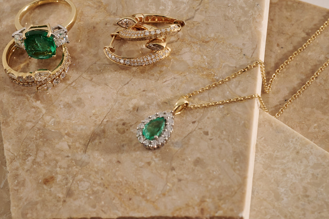 Pear Cut Natural Colombian Emerald & Diamond Pendant