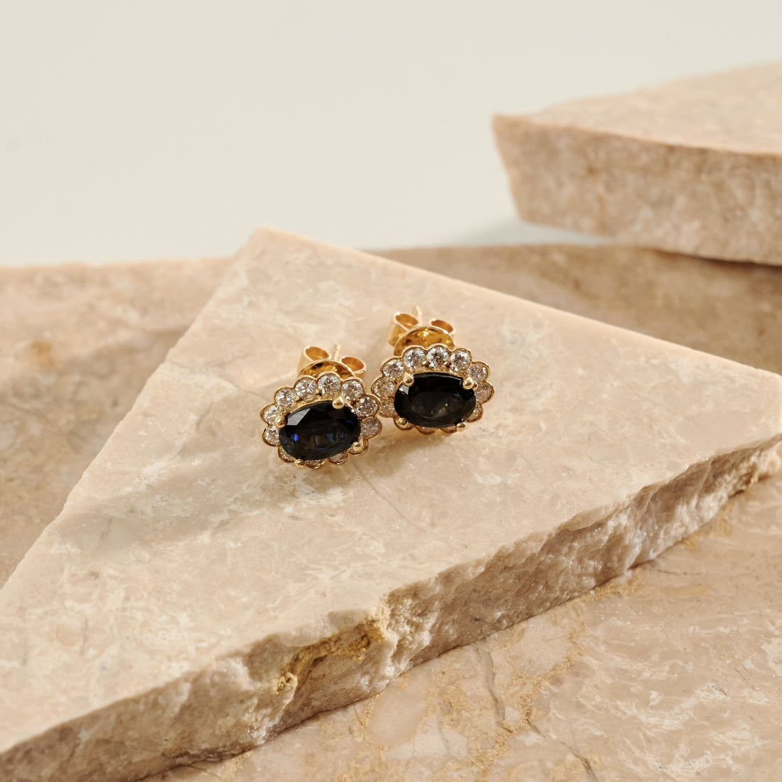Australian Sapphire & Diamond Halo Studs