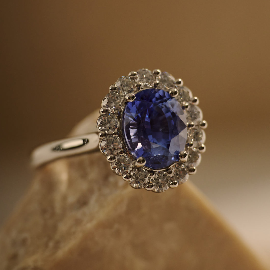 Ceylon Sapphire & Diamond Halo