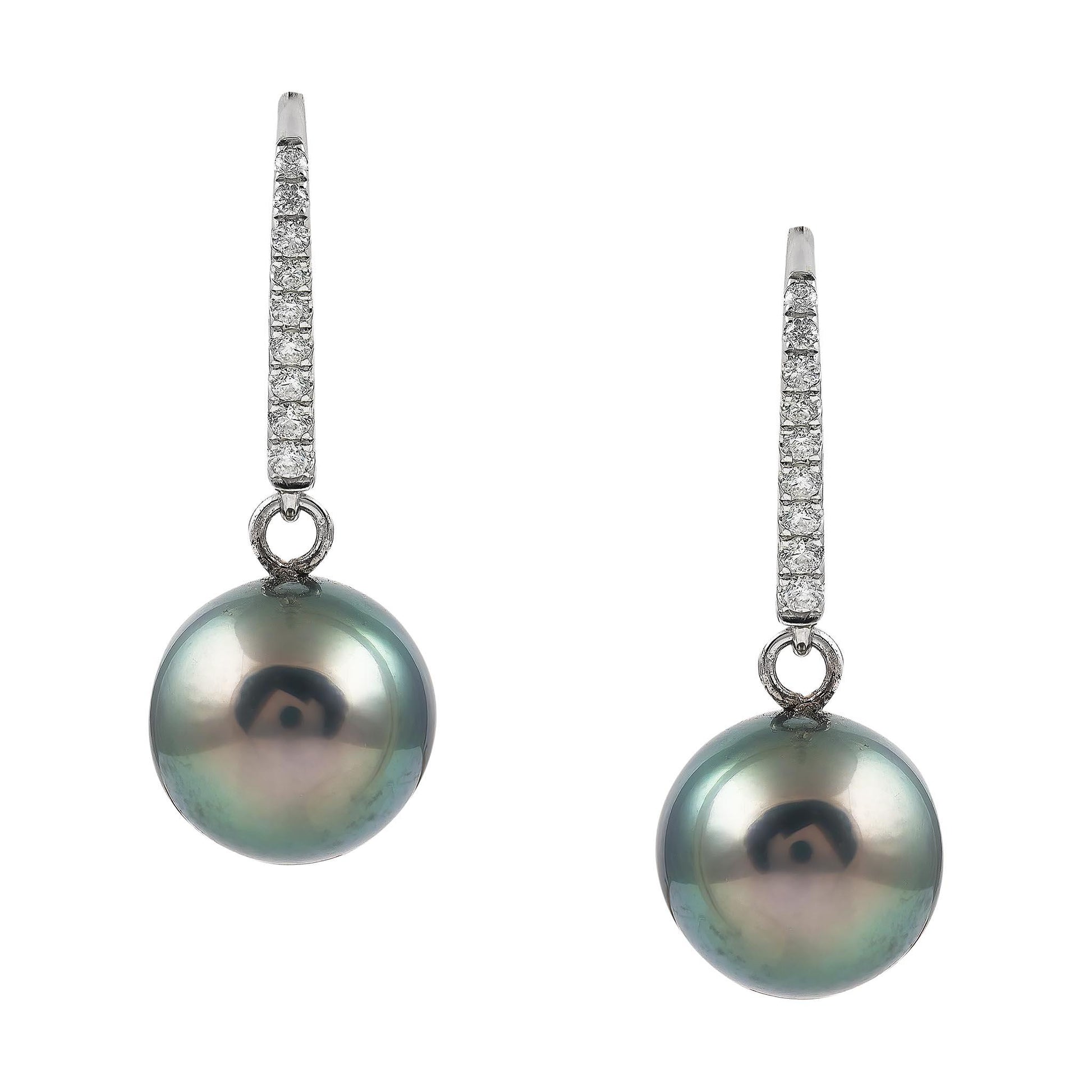 Tahitian Pearl and Diamond Earrings
