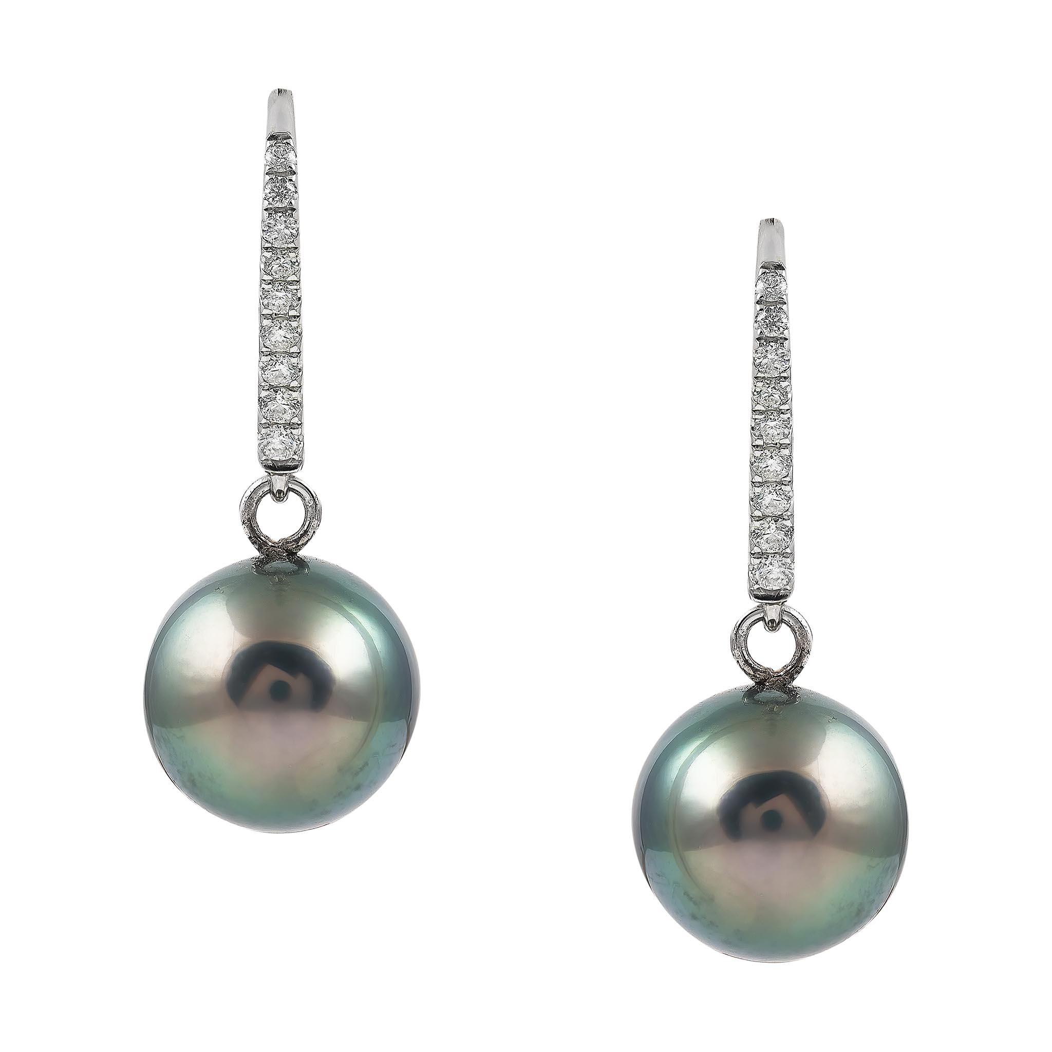 Tahitian Pearl and Diamond Earrings